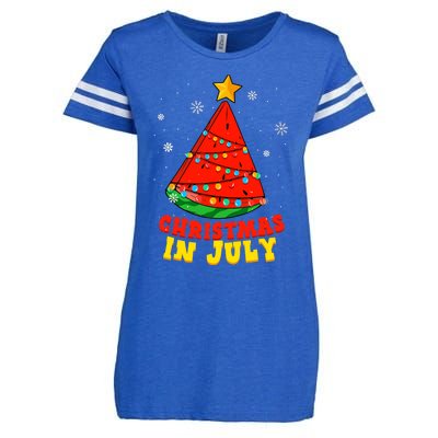 Christmas In July Watermelon Tree Summer Vacation Enza Ladies Jersey Football T-Shirt