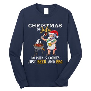 Christmas In July No Milk And Cookies Just Beer And BBQ Long Sleeve Shirt