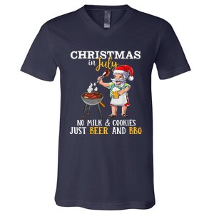 Christmas In July No Milk And Cookies Just Beer And BBQ V-Neck T-Shirt