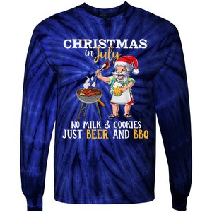 Christmas In July No Milk And Cookies Just Beer And BBQ Tie-Dye Long Sleeve Shirt