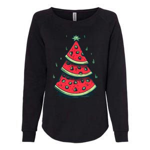 Christmas In July Watermelon Christmas Tree Summer Vacation Womens California Wash Sweatshirt