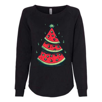 Christmas In July Watermelon Christmas Tree Summer Vacation Womens California Wash Sweatshirt