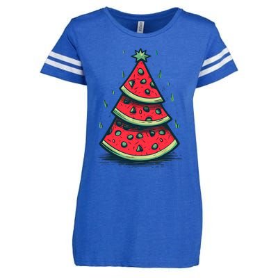 Christmas In July Watermelon Christmas Tree Summer Vacation Enza Ladies Jersey Football T-Shirt