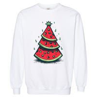 Christmas In July Watermelon Christmas Tree Summer Vacation Garment-Dyed Sweatshirt