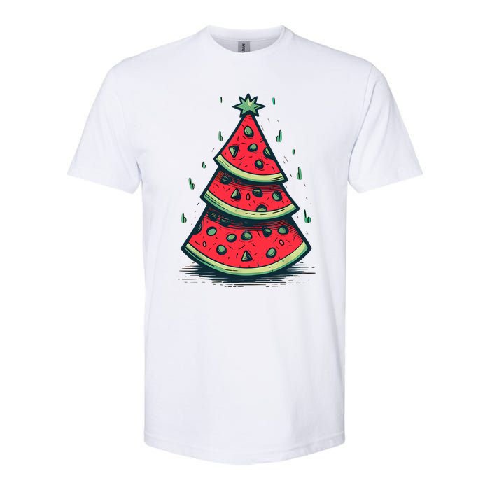 Christmas In July Watermelon Christmas Tree Summer Vacation Softstyle CVC T-Shirt