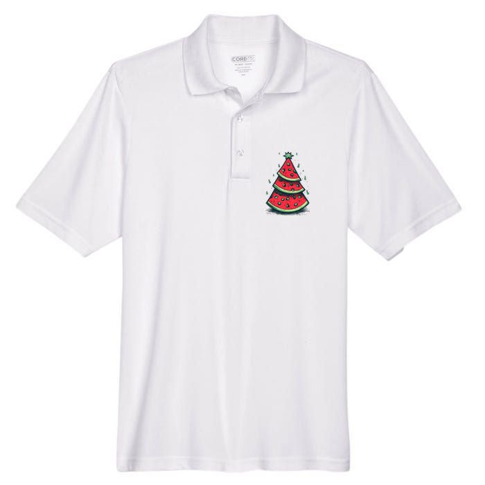 Christmas In July Watermelon Christmas Tree Summer Vacation Men's Origin Performance Pique Polo