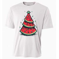 Christmas In July Watermelon Christmas Tree Summer Vacation Cooling Performance Crew T-Shirt