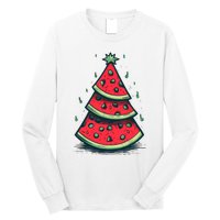 Christmas In July Watermelon Christmas Tree Summer Vacation Long Sleeve Shirt