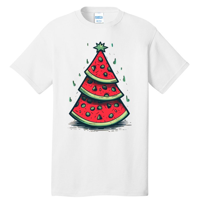 Christmas In July Watermelon Christmas Tree Summer Vacation Tall T-Shirt