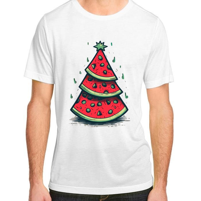 Christmas In July Watermelon Christmas Tree Summer Vacation Adult ChromaSoft Performance T-Shirt