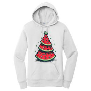 Christmas In July Watermelon Christmas Tree Summer Vacation Women's Pullover Hoodie