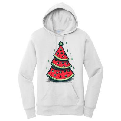 Christmas In July Watermelon Christmas Tree Summer Vacation Women's Pullover Hoodie