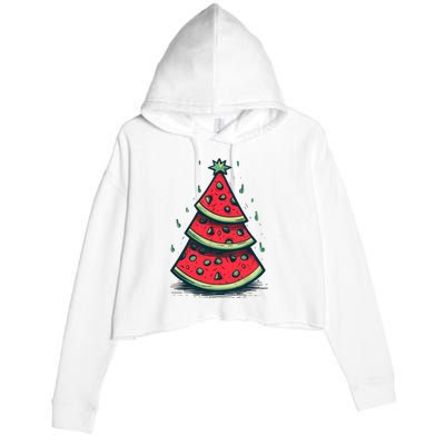 Christmas In July Watermelon Christmas Tree Summer Vacation Crop Fleece Hoodie