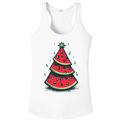 Christmas In July Watermelon Christmas Tree Summer Vacation Ladies PosiCharge Competitor Racerback Tank