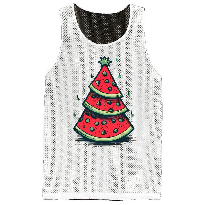 Christmas In July Watermelon Christmas Tree Summer Vacation Mesh Reversible Basketball Jersey Tank