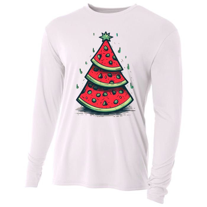 Christmas In July Watermelon Christmas Tree Summer Vacation Cooling Performance Long Sleeve Crew