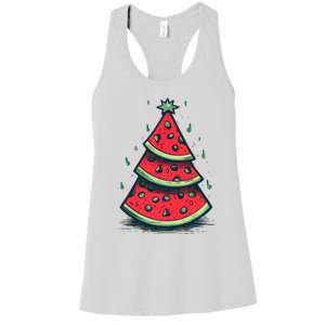 Christmas In July Watermelon Christmas Tree Summer Vacation Women's Racerback Tank