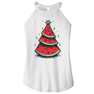 Christmas In July Watermelon Christmas Tree Summer Vacation Women's Perfect Tri Rocker Tank