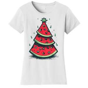 Christmas In July Watermelon Christmas Tree Summer Vacation Women's T-Shirt