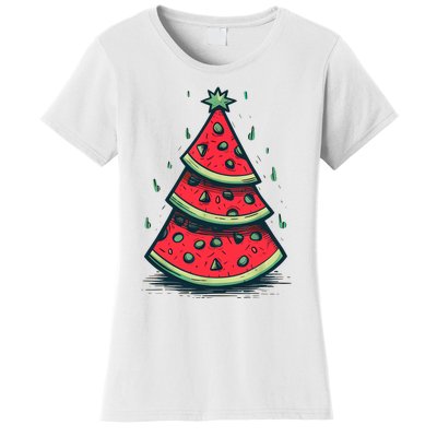 Christmas In July Watermelon Christmas Tree Summer Vacation Women's T-Shirt