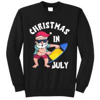 Christmas In July Santa Surfboard Summer Vacation Surfiing Sweatshirt