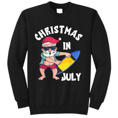 Christmas In July Santa Surfboard Summer Vacation Surfiing Sweatshirt