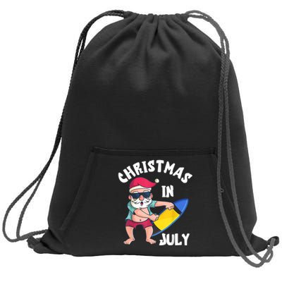 Christmas In July Santa Surfboard Summer Vacation Surfiing Sweatshirt Cinch Pack Bag