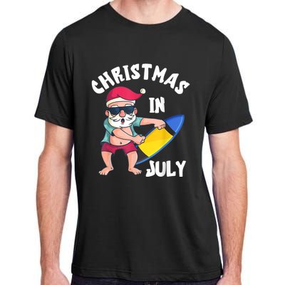 Christmas In July Santa Surfboard Summer Vacation Surfiing Adult ChromaSoft Performance T-Shirt