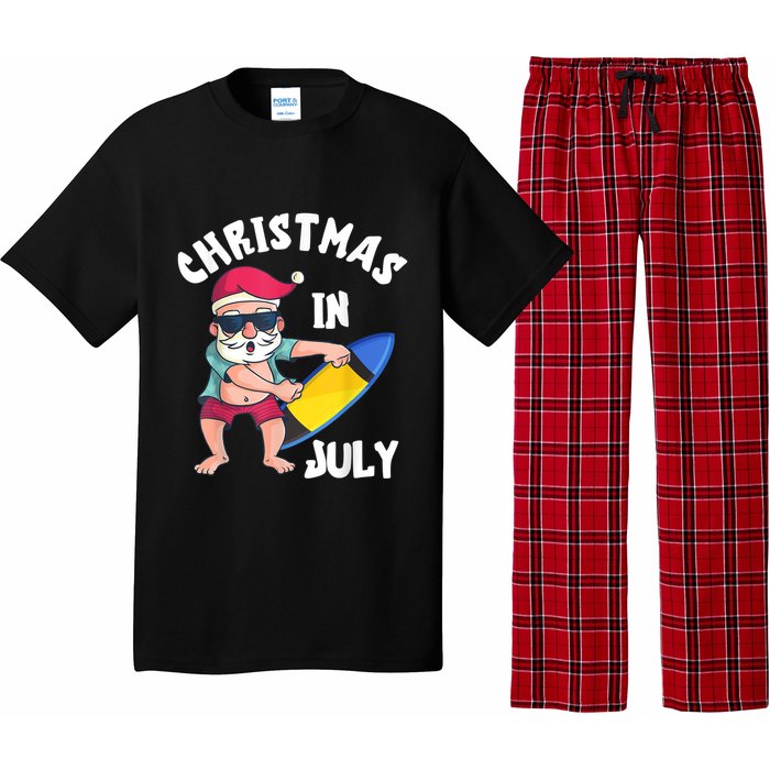 Christmas In July Santa Surfboard Summer Vacation Surfiing Pajama Set