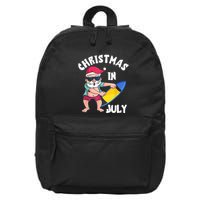 Christmas In July Santa Surfboard Summer Vacation Surfiing 16 in Basic Backpack