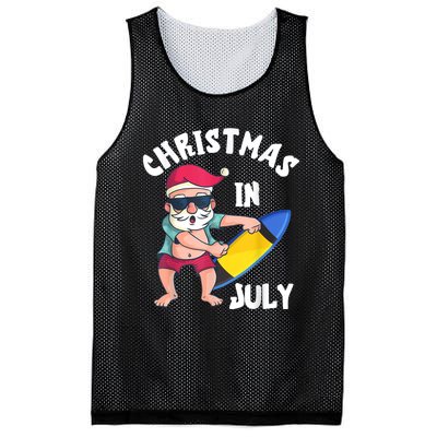 Christmas In July Santa Surfboard Summer Vacation Surfiing Mesh Reversible Basketball Jersey Tank