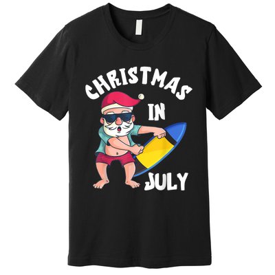 Christmas In July Santa Surfboard Summer Vacation Surfiing Premium T-Shirt