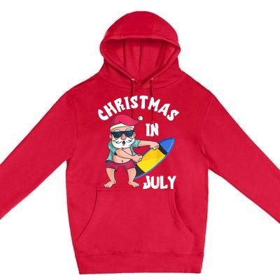 Christmas In July Santa Surfboard Summer Vacation Surfiing Premium Pullover Hoodie