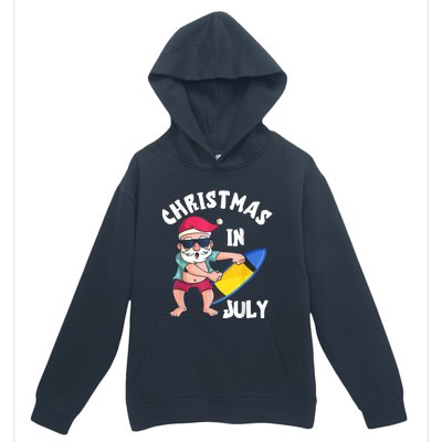 Christmas In July Santa Surfboard Summer Vacation Surfiing Urban Pullover Hoodie