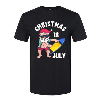 Christmas In July Santa Surfboard Summer Vacation Surfiing Softstyle CVC T-Shirt