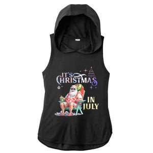 Christmas In July Santa Beach Summer Float Xmas Funny Christmas In July Shirts Ladies PosiCharge Tri-Blend Wicking Draft Hoodie Tank