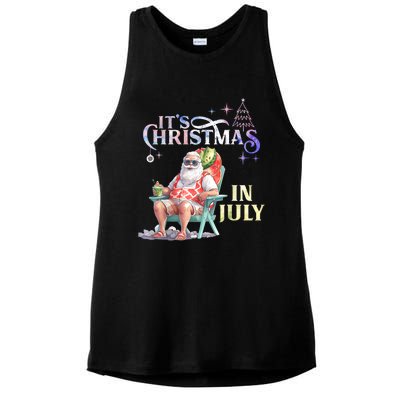 Christmas In July Santa Beach Summer Float Xmas Funny Christmas In July Shirts Ladies PosiCharge Tri-Blend Wicking Tank