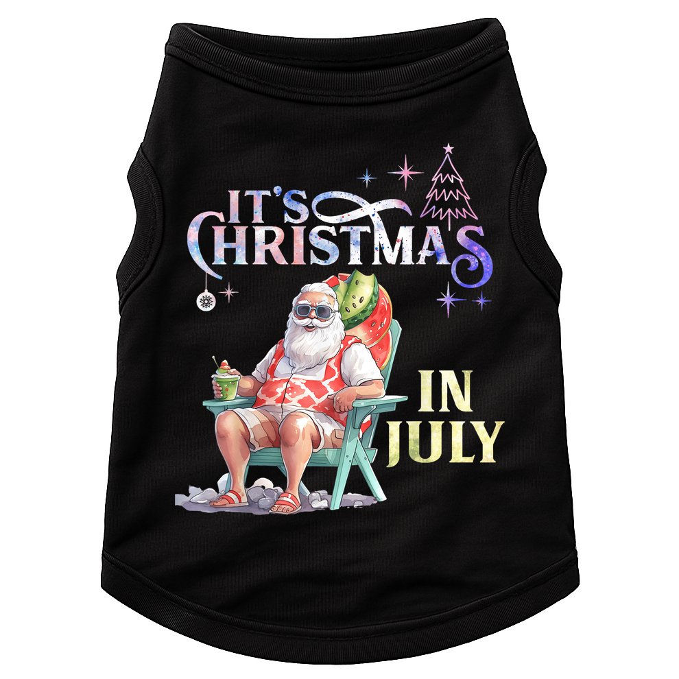 Christmas In July Santa Beach Summer Float Xmas Funny Christmas In July Shirts Doggie Tank
