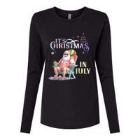 Christmas In July Santa Beach Summer Float Xmas Funny Christmas In July Shirts Womens Cotton Relaxed Long Sleeve T-Shirt