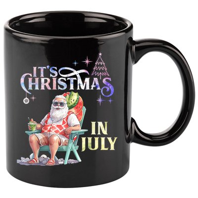 Christmas In July Santa Beach Summer Float Xmas Funny Christmas In July Shirts 11oz C Handle Ceramic Mug