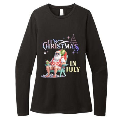 Christmas In July Santa Beach Summer Float Xmas Funny Christmas In July Shirts Womens CVC Long Sleeve Shirt