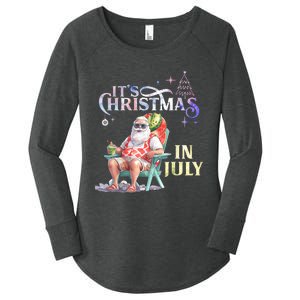 Christmas In July Santa Beach Summer Float Xmas Funny Christmas In July Shirts Women's Perfect Tri Tunic Long Sleeve Shirt