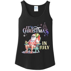 Christmas In July Santa Beach Summer Float Xmas Funny Christmas In July Shirts Ladies Essential Tank