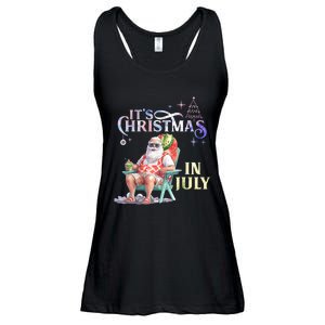 Christmas In July Santa Beach Summer Float Xmas Funny Christmas In July Shirts Ladies Essential Flowy Tank