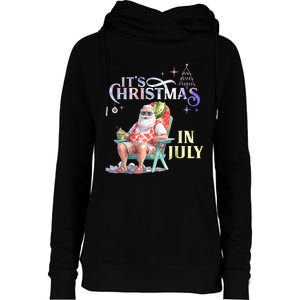 Christmas In July Santa Beach Summer Float Xmas Funny Christmas In July Shirts Womens Funnel Neck Pullover Hood