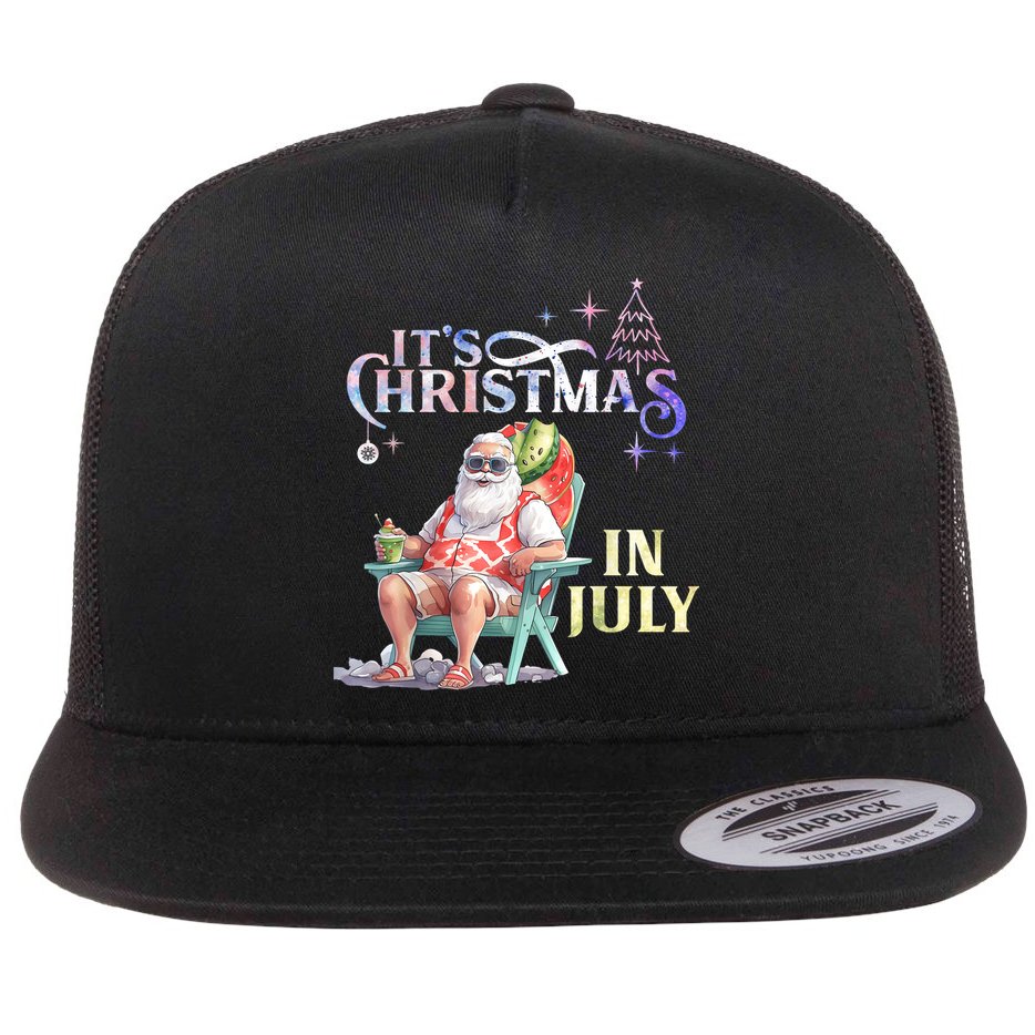 Christmas In July Santa Beach Summer Float Xmas Funny Christmas In July Shirts Flat Bill Trucker Hat