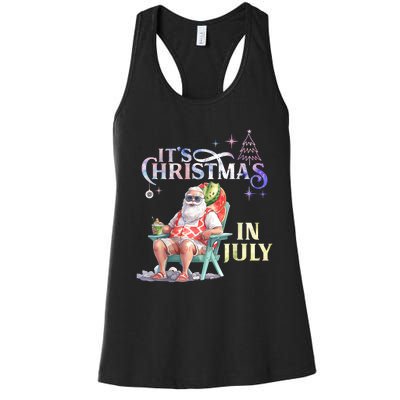 Christmas In July Santa Beach Summer Float Xmas Funny Christmas In July Shirts Women's Racerback Tank