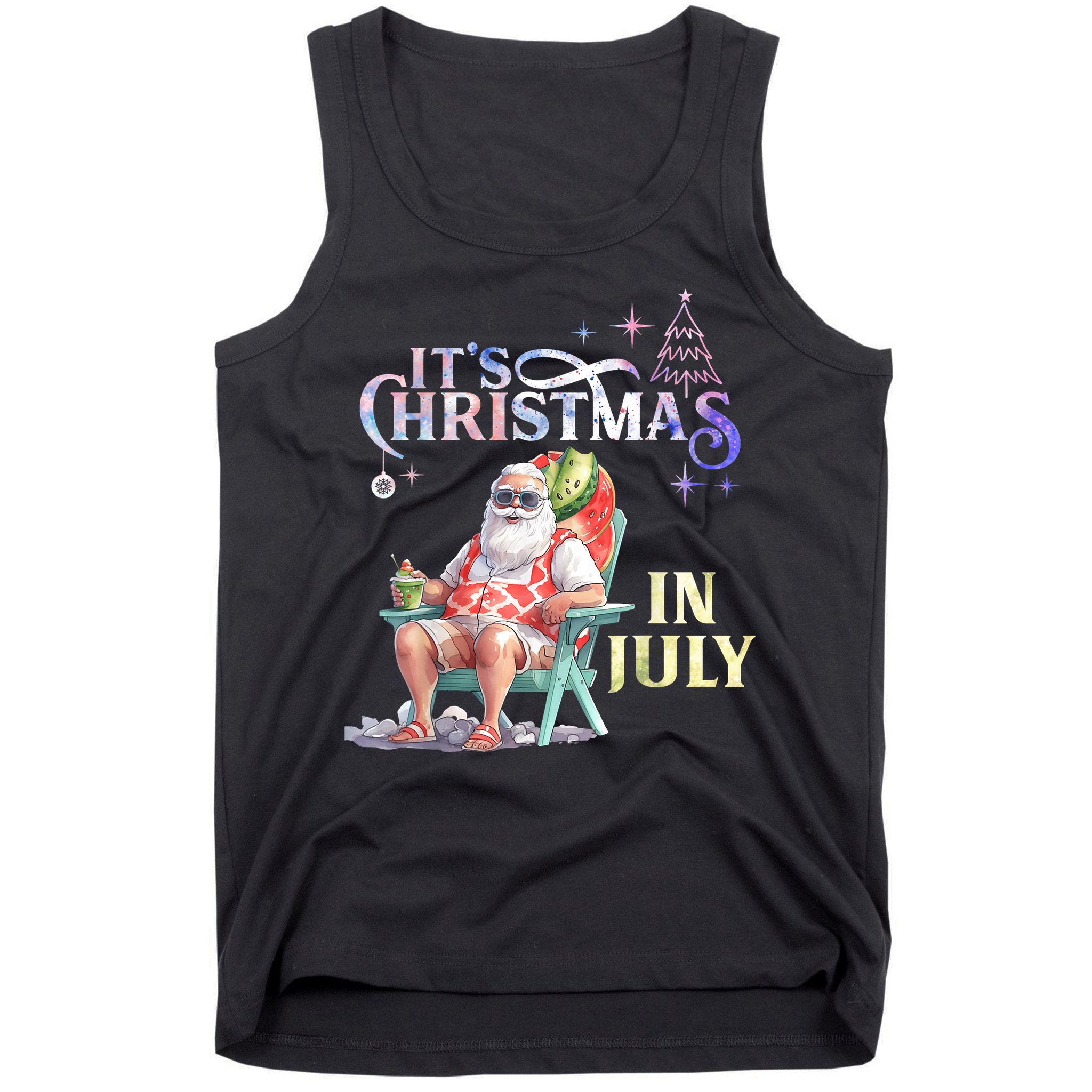 Christmas In July Santa Beach Summer Float Xmas Funny Christmas In July Shirts Tank Top