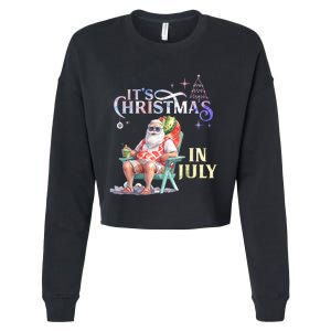 Christmas In July Santa Beach Summer Float Xmas Funny Christmas In July Shirts Cropped Pullover Crew