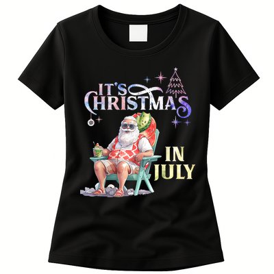 Christmas In July Santa Beach Summer Float Xmas Funny Christmas In July Shirts Womens T-Shirt